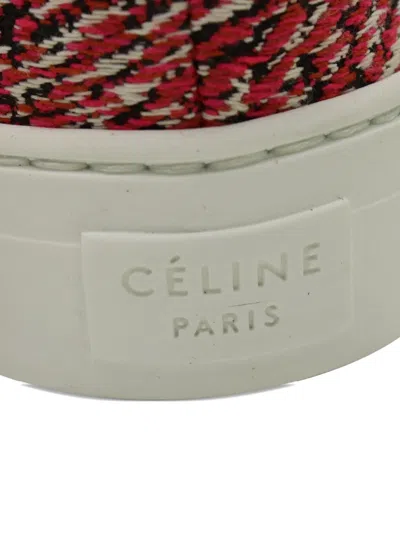 Pre-owned Celine Tweed Slip-on Sneakers In Red