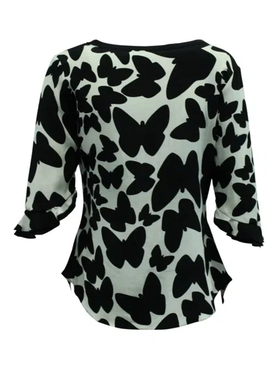 Pre-owned Diane Von Furstenberg Retta Butterfly-print Ruffled-sleeves Blouse In Green