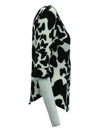 Pre-owned Diane Von Furstenberg Retta Butterfly-print Ruffled-sleeves Blouse In Green