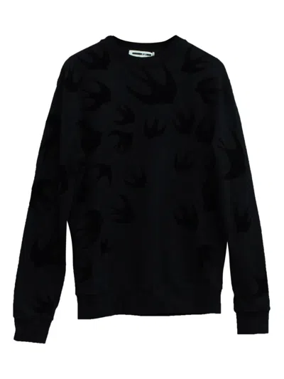Pre-owned Mcq By Alexander Mcqueen Swallow-print Sweatshirt In Black