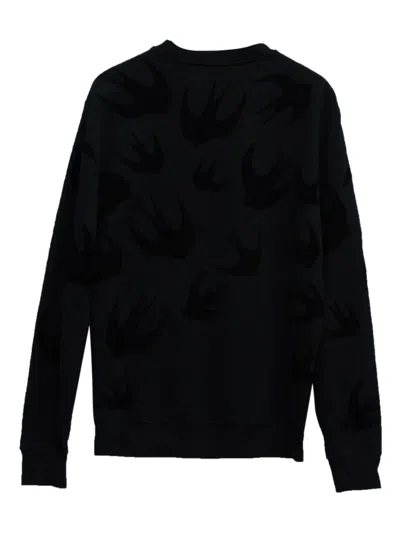 Pre-owned Mcq By Alexander Mcqueen Swallow-print Sweatshirt In Black