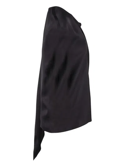 Pre-owned Hermes Draped-hem Silk Blouse In Black