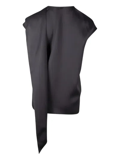 Pre-owned Hermes Draped-hem Silk Blouse In Black