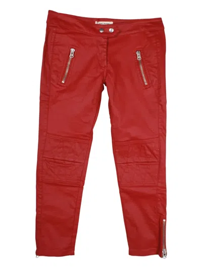 Pre-owned Isabel Marant Vintage X H&m Waxed Biker Jeans In Red