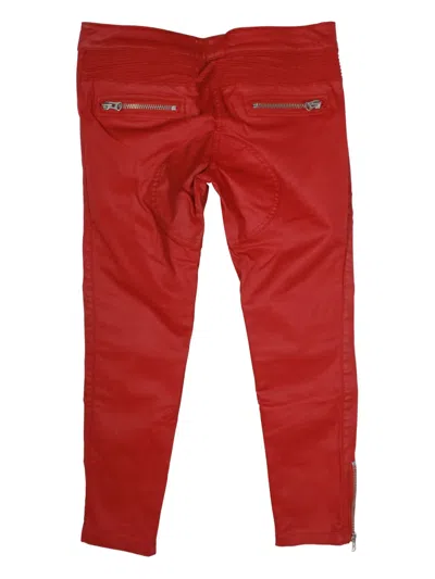 Pre-owned Isabel Marant Vintage X H&m Waxed Biker Jeans In Red