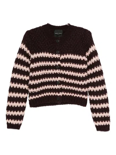 Roberto Collina Striped Button-up Cardigan In Red