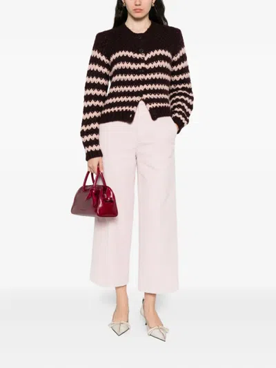 Roberto Collina Striped Button-up Cardigan In Red