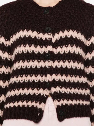 Roberto Collina Striped Button-up Cardigan In Red