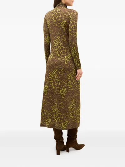 Marie Oliver Paxton Leopard-print Turtleneck Midi Dress In Animal Print