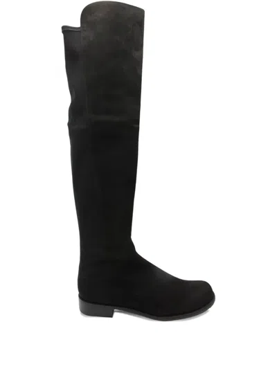 Pre-owned Stuart Weitzman 5050 Stretch Suede Knee-high Boots In Black