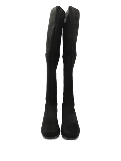 Pre-owned Stuart Weitzman 5050 Stretch Suede Knee-high Boots In Black