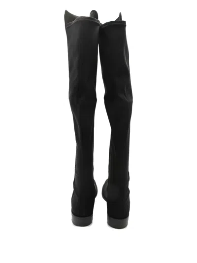 Pre-owned Stuart Weitzman 5050 Stretch Suede Knee-high Boots In Black