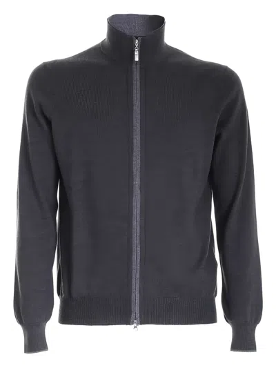 Giuuno High-neck Zip-up Cardigan In Gray