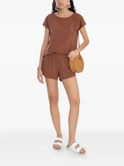 Lygia & Nanny Nanny Elastic-waistband Curved-hem Shorts In Brown