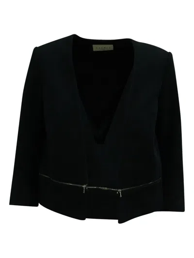 Pre-owned Sandro Zip-trim Jacket In Black