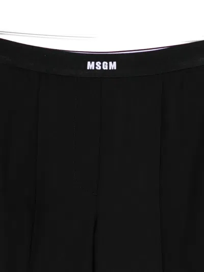 Msgm Logo-waistband Trousers In Black