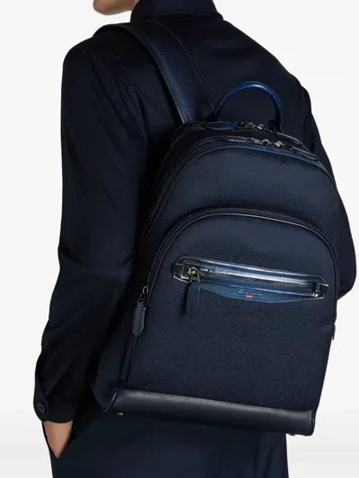 Santoni Logo-engraved Backpack In Blue