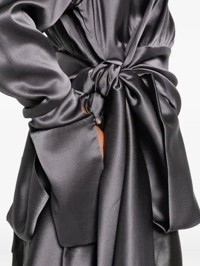 Danamè Satin Wrap Blouse In Gray