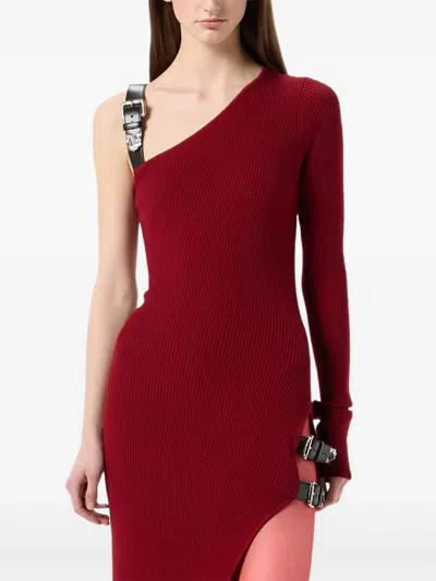 Blumarine Buckle-detail Dress In Red