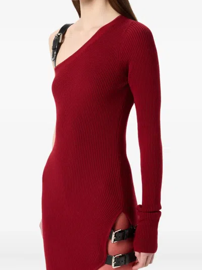 Blumarine Buckle-detail Dress In Red