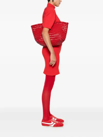 Dragon Diffusion Triple Jump Leather Tote Bag In Red