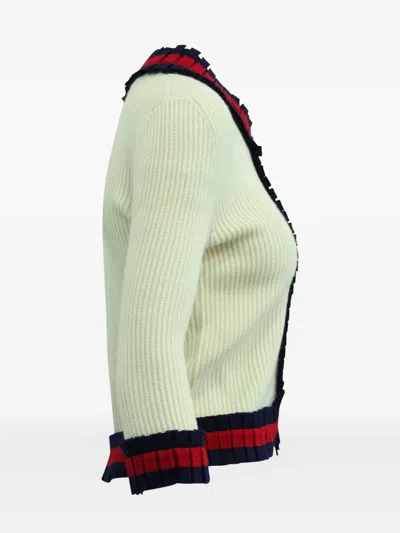 Pre-owned Gucci Web-trim Ribbed Jacket In Neutral