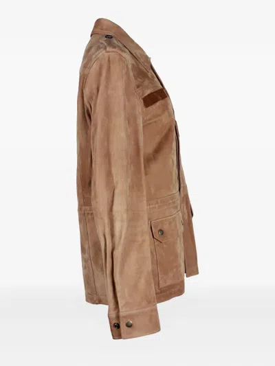 Pre-owned Saint Laurent Suede Jacket In Brown