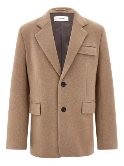 Ferragamo Single-breasted Flap-pocket Blazer In Neutral