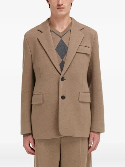 Ferragamo Single-breasted Flap-pocket Blazer In Neutral