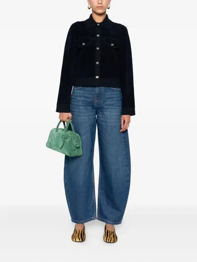 Maje Logo-patch Jeans In Blue