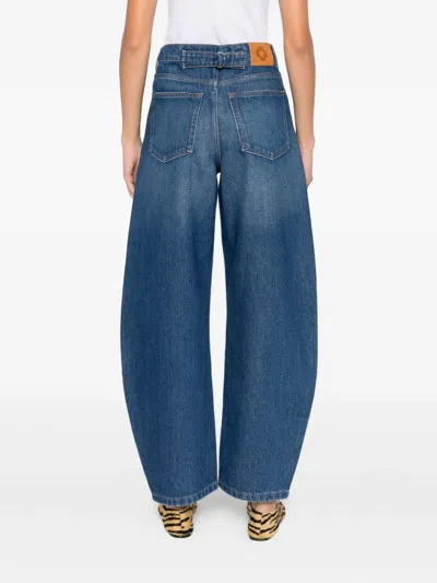 Maje Logo-patch Jeans In Blue