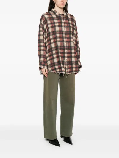 R13 Frayed Plaid-check Shirt In Multi