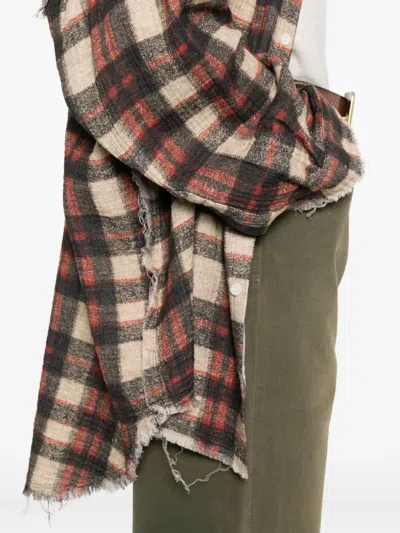 R13 Frayed Plaid-check Shirt In Multi