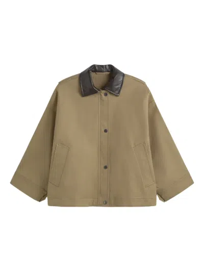 Weekend Max Mara Leather-trimmed Oversized Jacket In Neutral