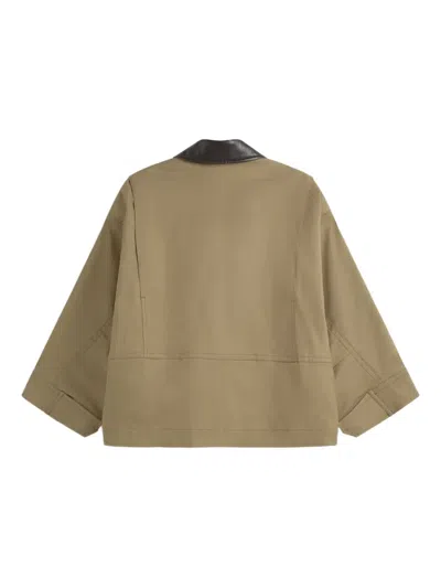 Weekend Max Mara Leather-trimmed Oversized Jacket In Neutral