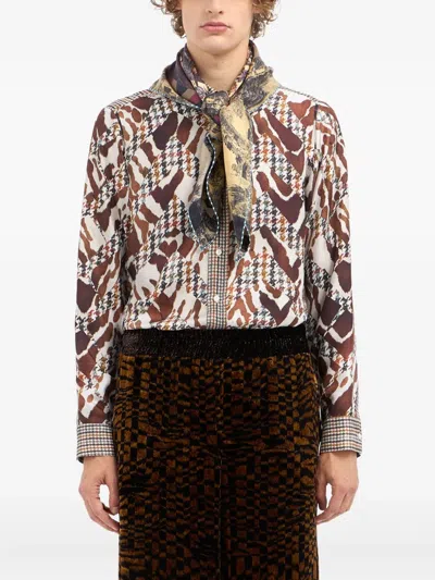 Pierre-louis Mascia Abstract-pattern Silk Scarf In Neutral