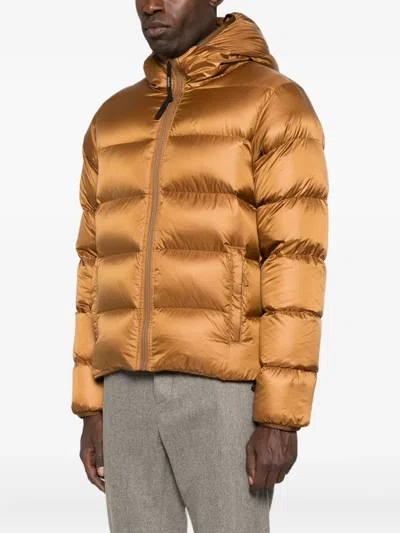 Aspesi Hooded Puffer Coat In Gold
