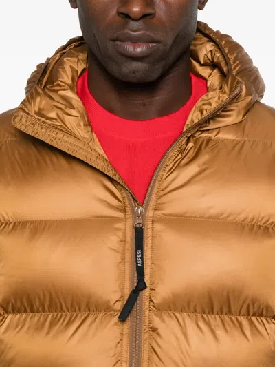 Aspesi Hooded Puffer Coat In Gold