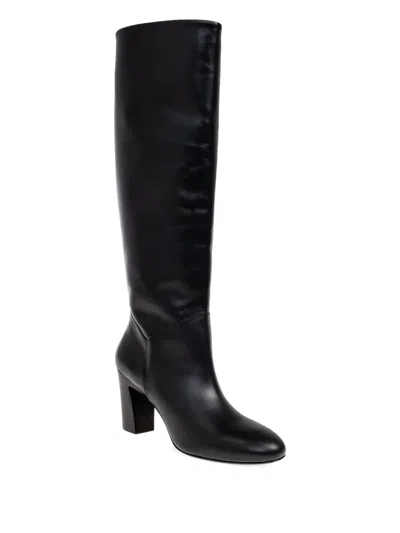 Dsquared2 85mm Twin Leather Block-heel Knee-high Boots In Black