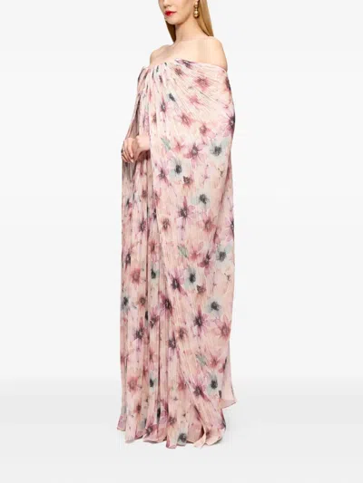 V:pm Atelier Veronica Plissé Floral-print Maxi Dress In Multi