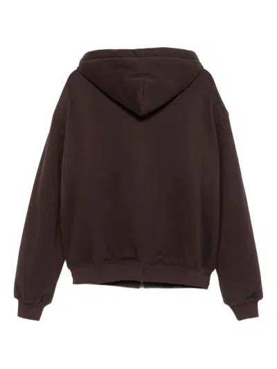 Magda Butrym Lace-trimmed Zip-up Hoodie In Brown