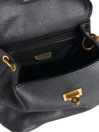 Visonà Twist-lock Leather Handbag In Black