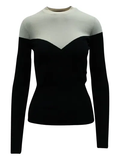 Pre-owned Paule Ka Bi-colour Ribbed Top In Black