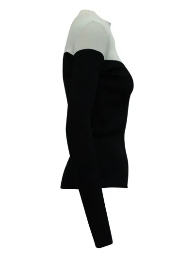 Pre-owned Paule Ka Bi-colour Ribbed Top In Black