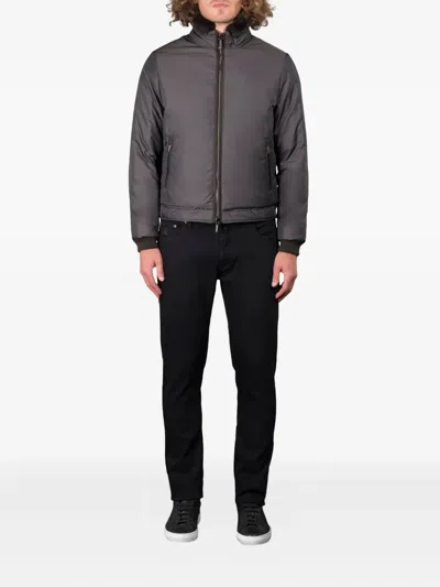 Moorer Zip-front Bomber Jacket In Gray