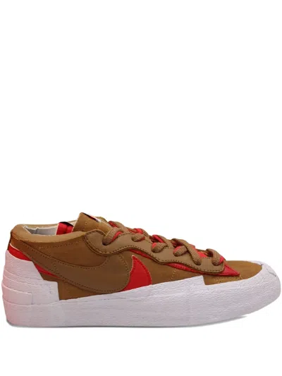 Pre-owned Sacai Blazer Suede Sneakers In Brown