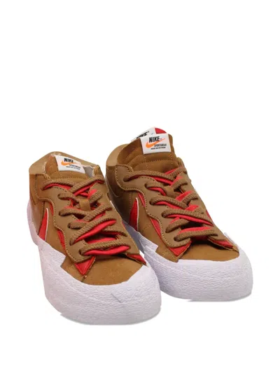 Pre-owned Sacai Blazer Suede Sneakers In Brown