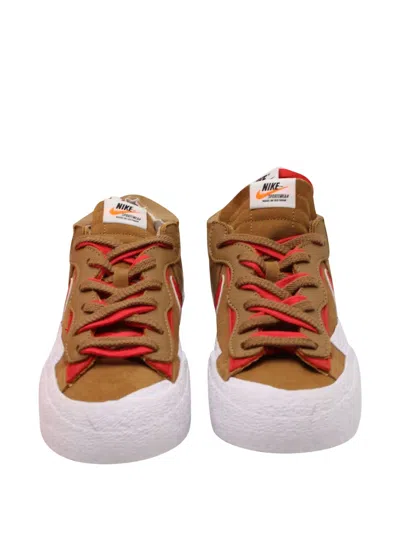 Pre-owned Sacai Blazer Suede Sneakers In Brown