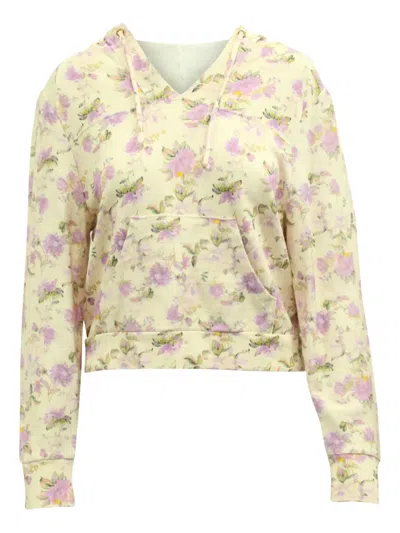Pre-owned Loveshackfancy Floral-print Drawstring Hoodie In Neutral