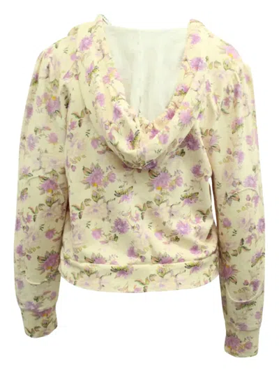Pre-owned Loveshackfancy Floral-print Drawstring Hoodie In Neutral
